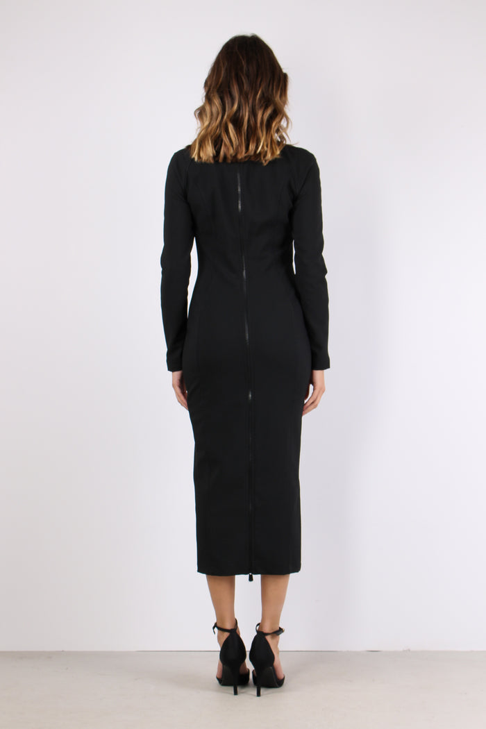 Frutta Tubino Zip Dietro Nero Limousine-4