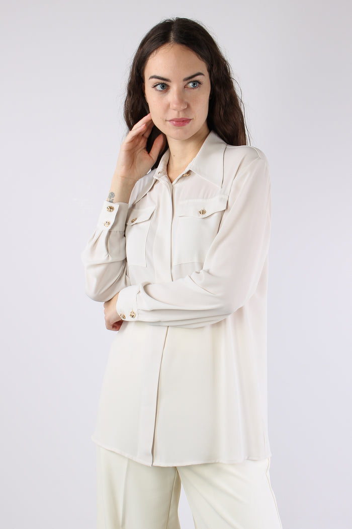 Camicia Tasche Applicate Milk-2
