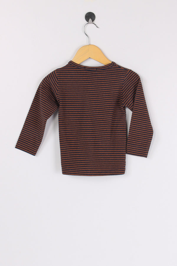 T-shirt Ml Micro Riga Castagna/blu-2