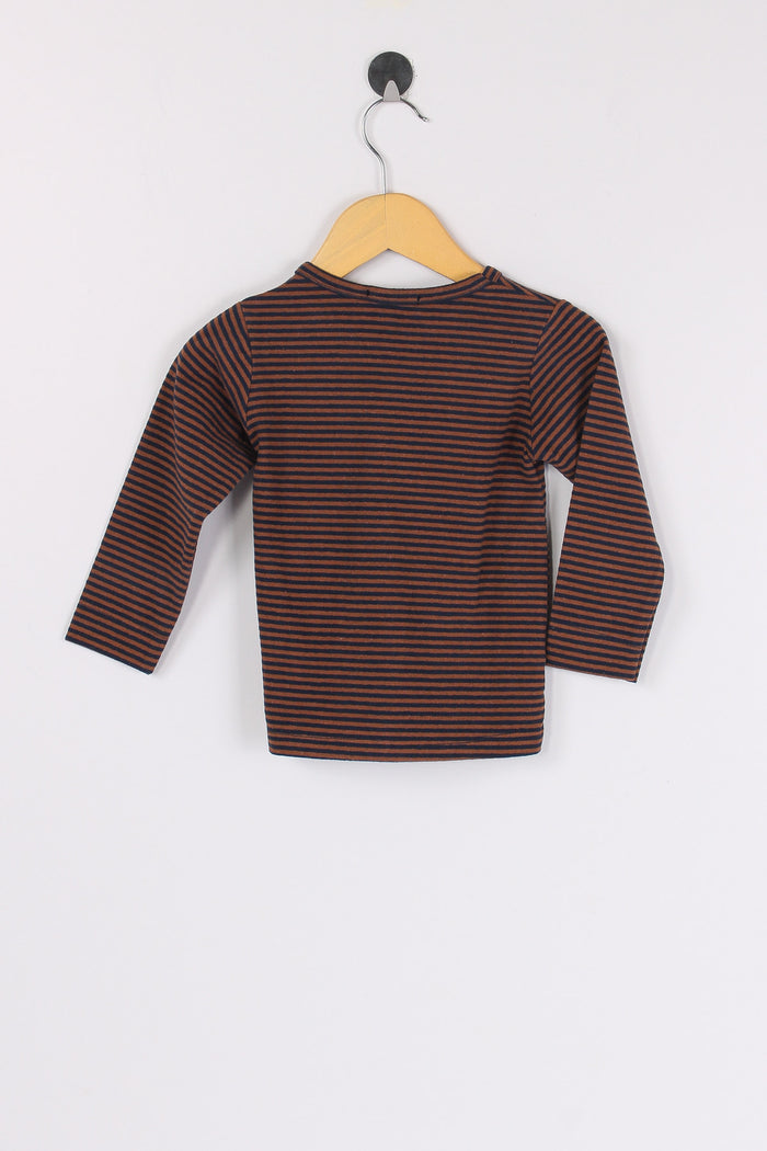 T-shirt Ml Micro Riga Castagna/blu-2