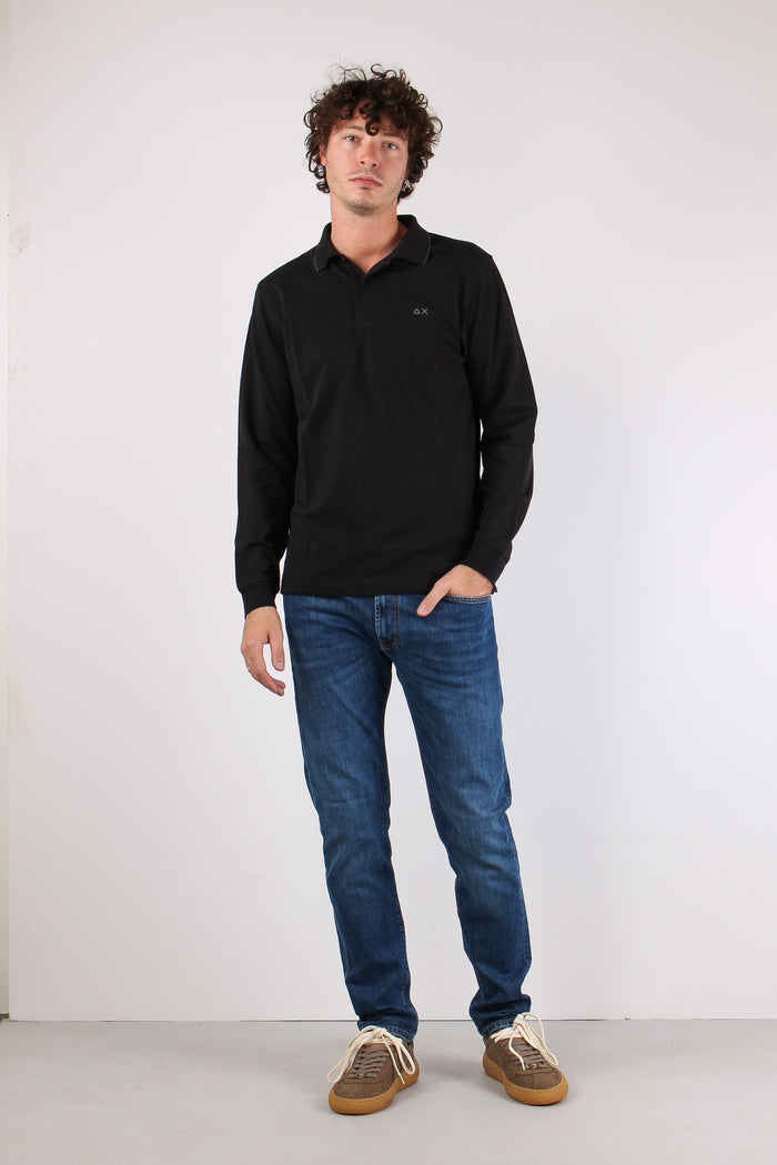 Polo M/l Profilo Contrasto Nero-2