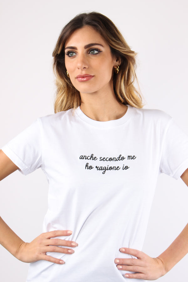 T-shirt Ricamo  Anche Secondo Bianco-2