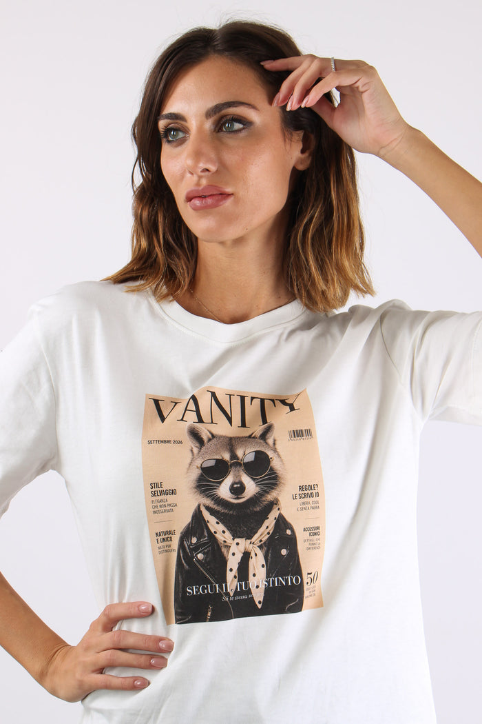 T-shirt Stampa Vanity Procione Bianco-7