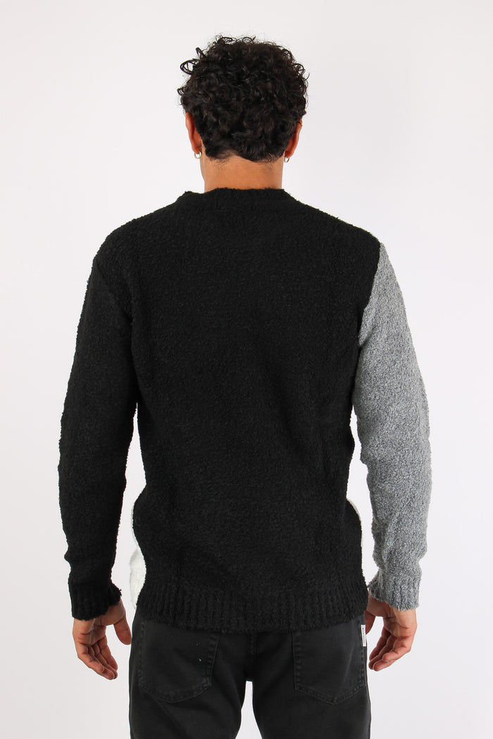 Maglia Boucle Colorblock Nero-5