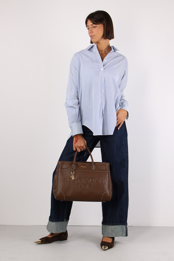 Camicia Over Bastoncino Bianco/azzurro-2