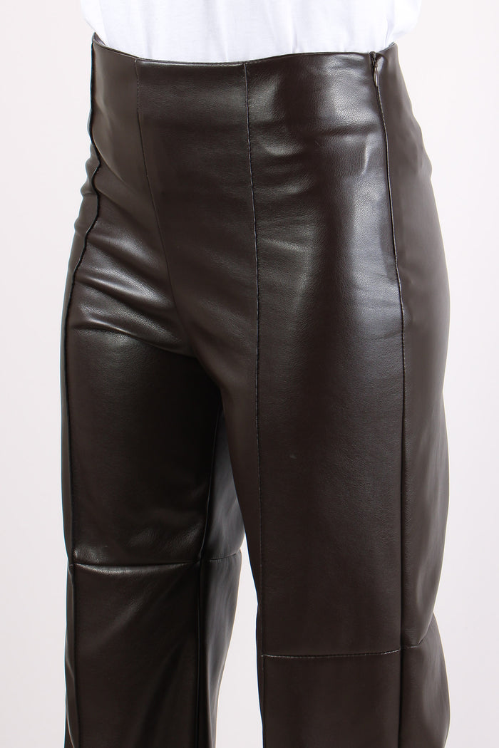 Pantalone Dritto Ecopelle Moro-7