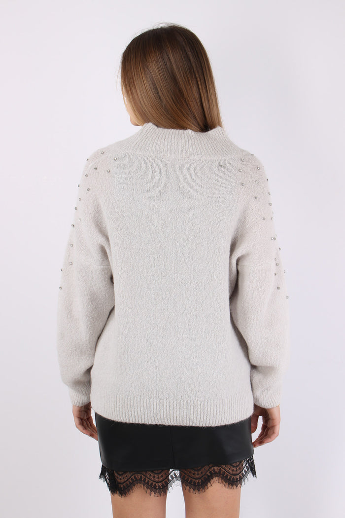 Maglia Scavo V Inserto Strass Ghiaccio-5