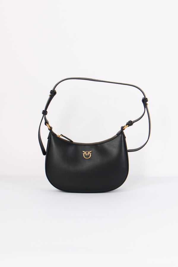 Borsa Mezzaluna Mini Vitello Nero/antique Gold