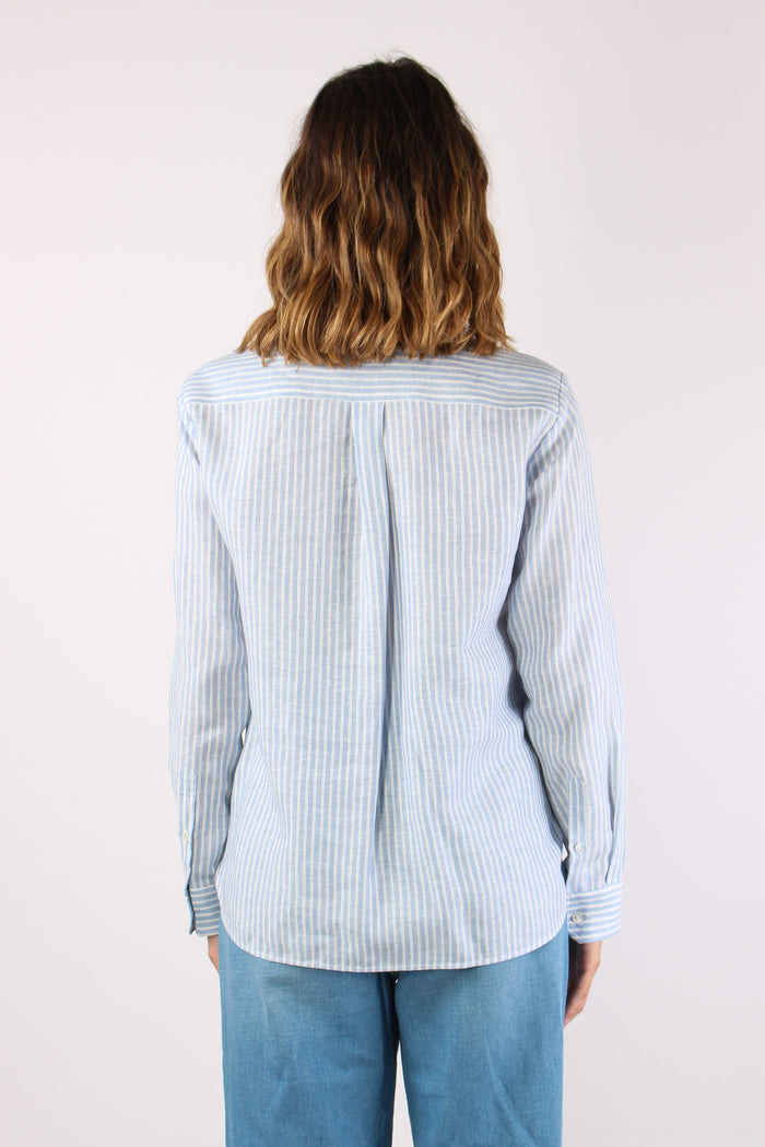 Giurato Camicia Lino Riga Off White-4