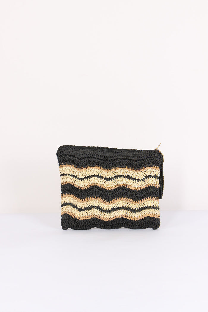 Pochette Paglia Riga Nero-3