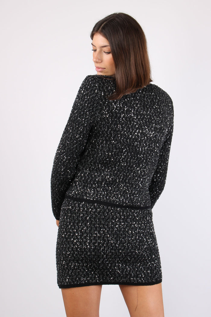 Cardigan Strass Black Silver Sequins-3