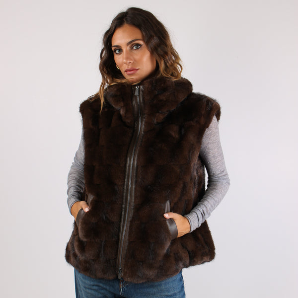Glossinia Gilet Ecopelliccia Chicco Caffe-2