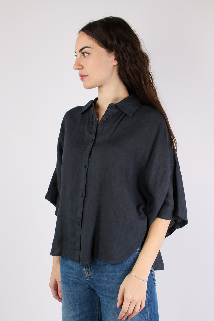 Camicia Over Lino Blue-4
