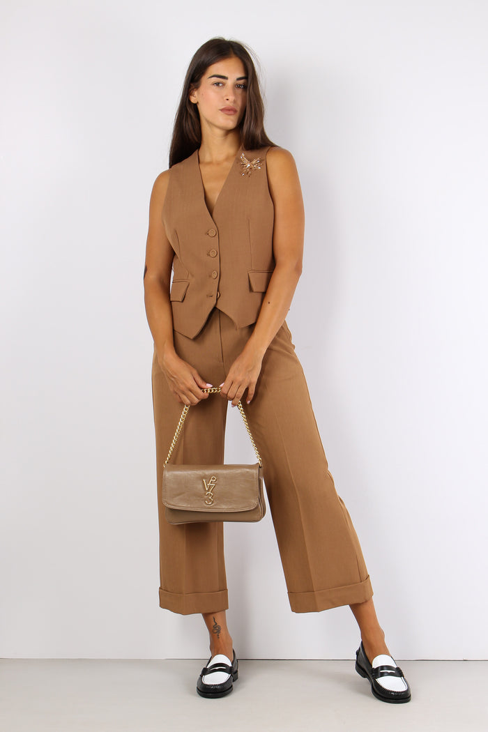 Elita Gilet Gessato Lurex Miele-4