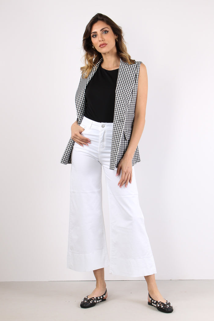 Pantalone Cropped Orlo Alto Bianco