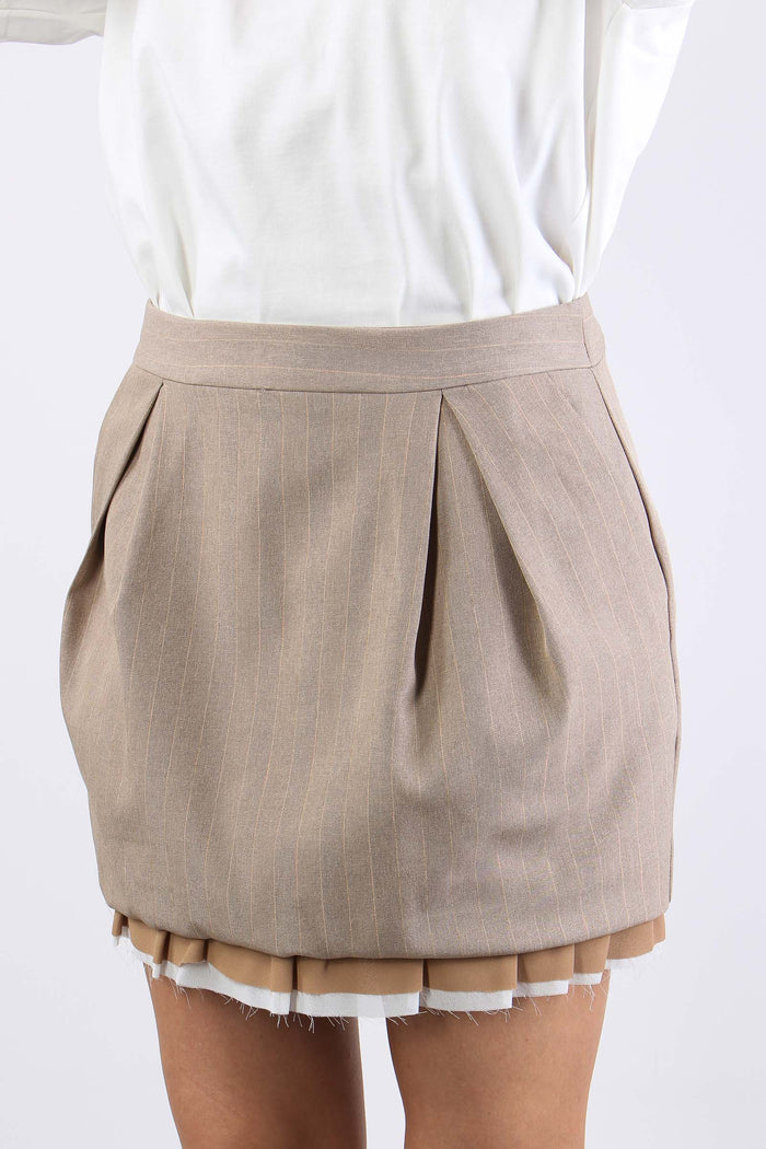 Minigonna Palloncino Filo Lure Beige-7