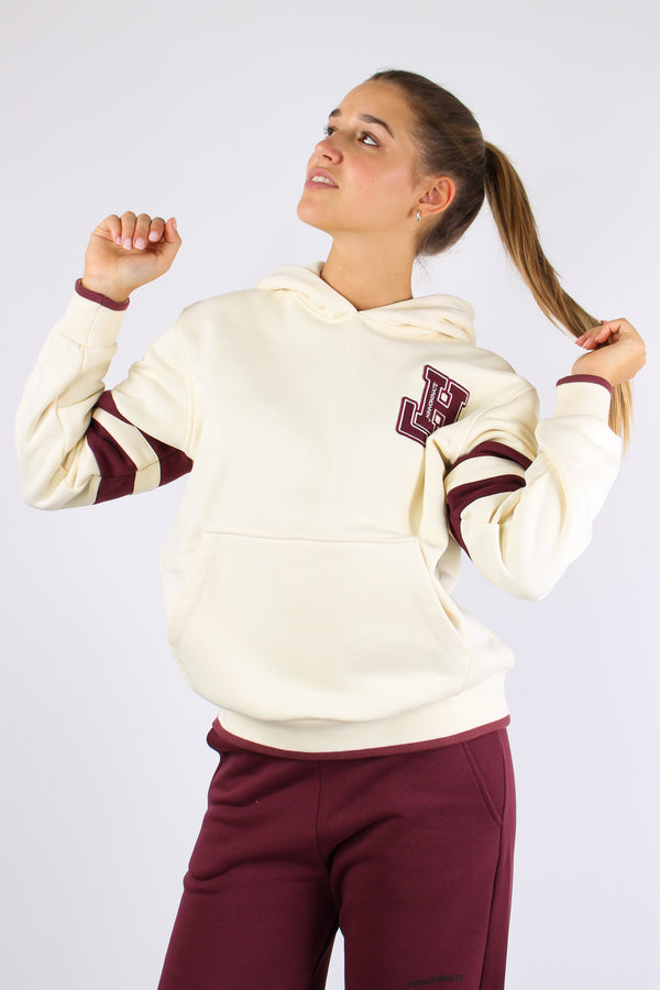 Felpa Cappuccio Collge Bianco Burro-2