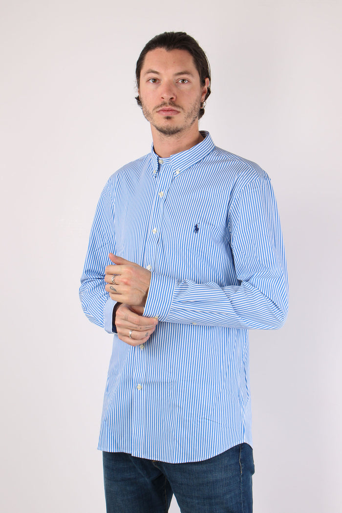 Camicia Slim Popeline Riga Light Blu/white-2