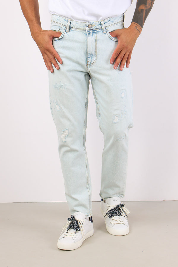 Denim Cropped Slavato Denim Chiaro-2