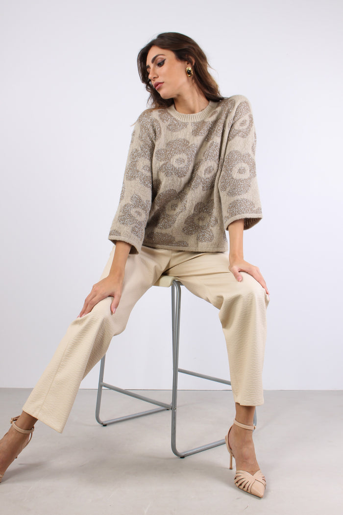 Maglia Girocollo Fiori Oro-6