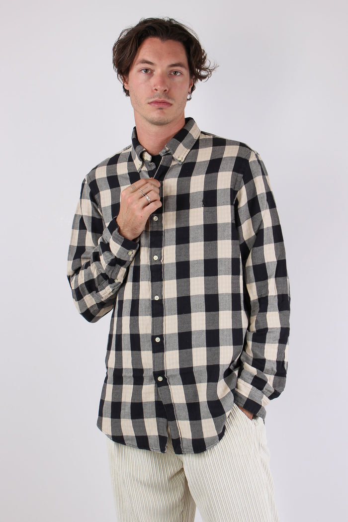 Camicia Fantasia Quadri Cream/black-8