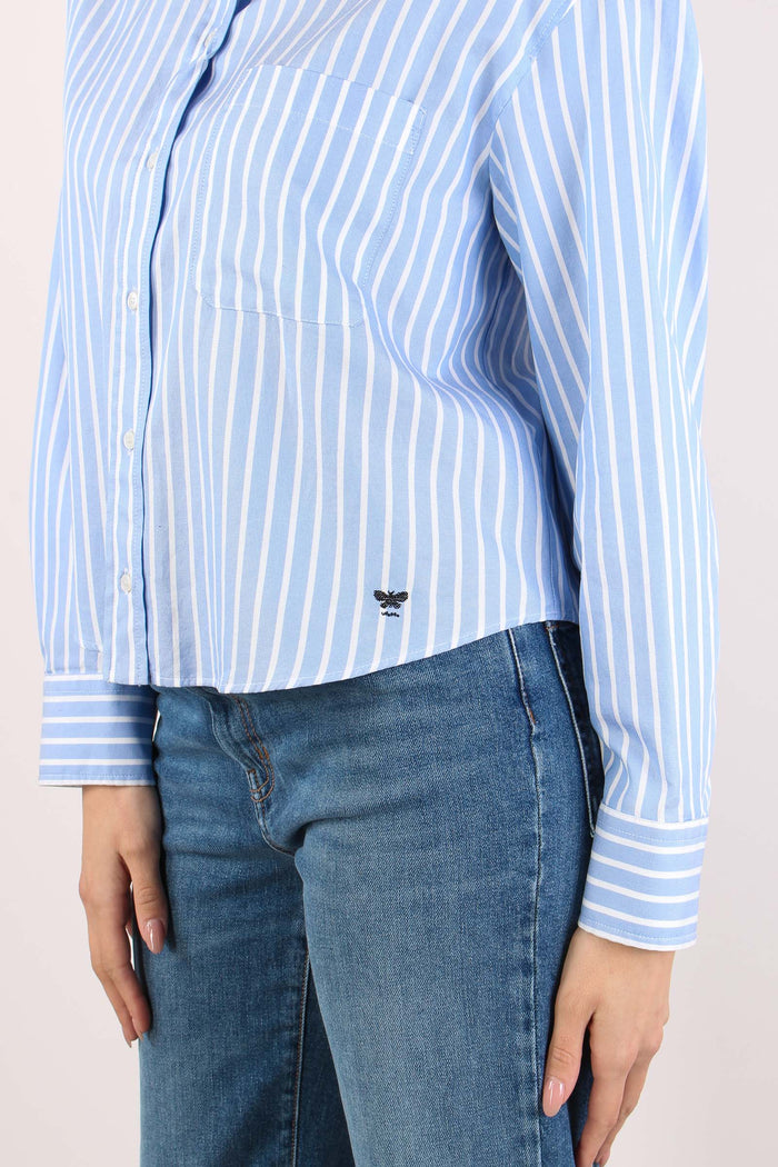 Wkdcartone Camicia Cotone Riga Azzurro/bianco-8