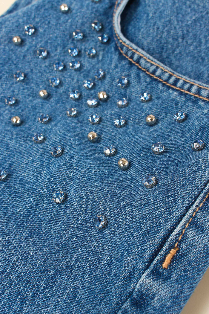 Short Denim Strass Borchie Denim-10