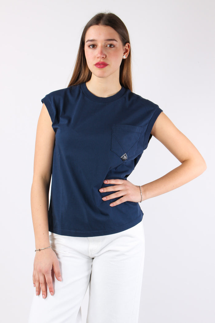 T-shirt Smanicata Taschino Blu Navy-2