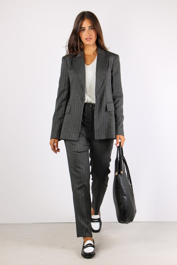 Elvetia Giacca Gessata Lurex Grigio