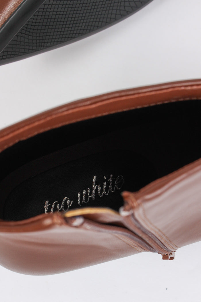 Tronchetto Tacco Basso Spillo Brown-7