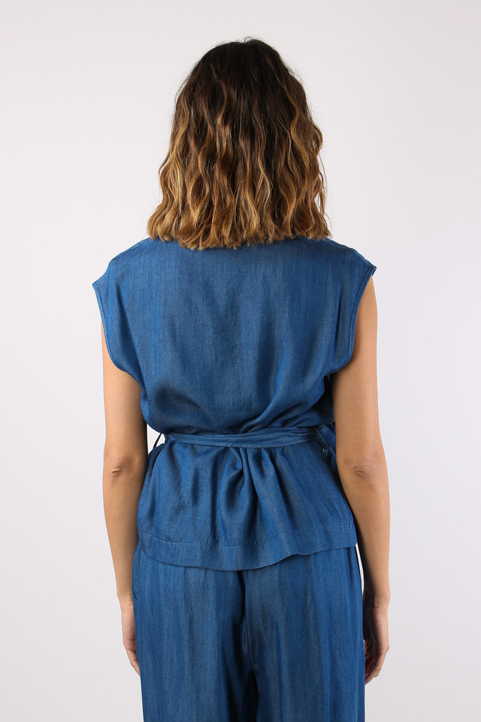 Camicia Smanicata Cinturata Ch Denim-4
