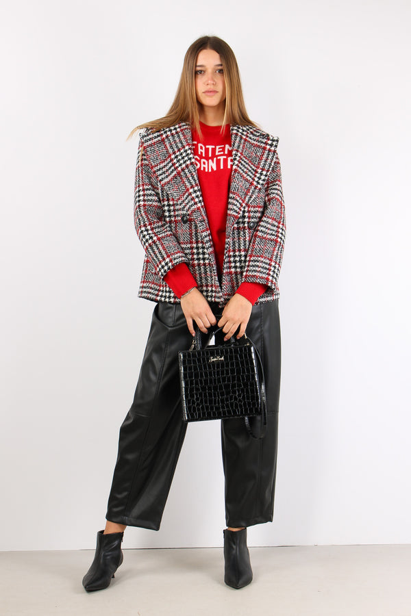 Peacot Corto Check Rosso/nero