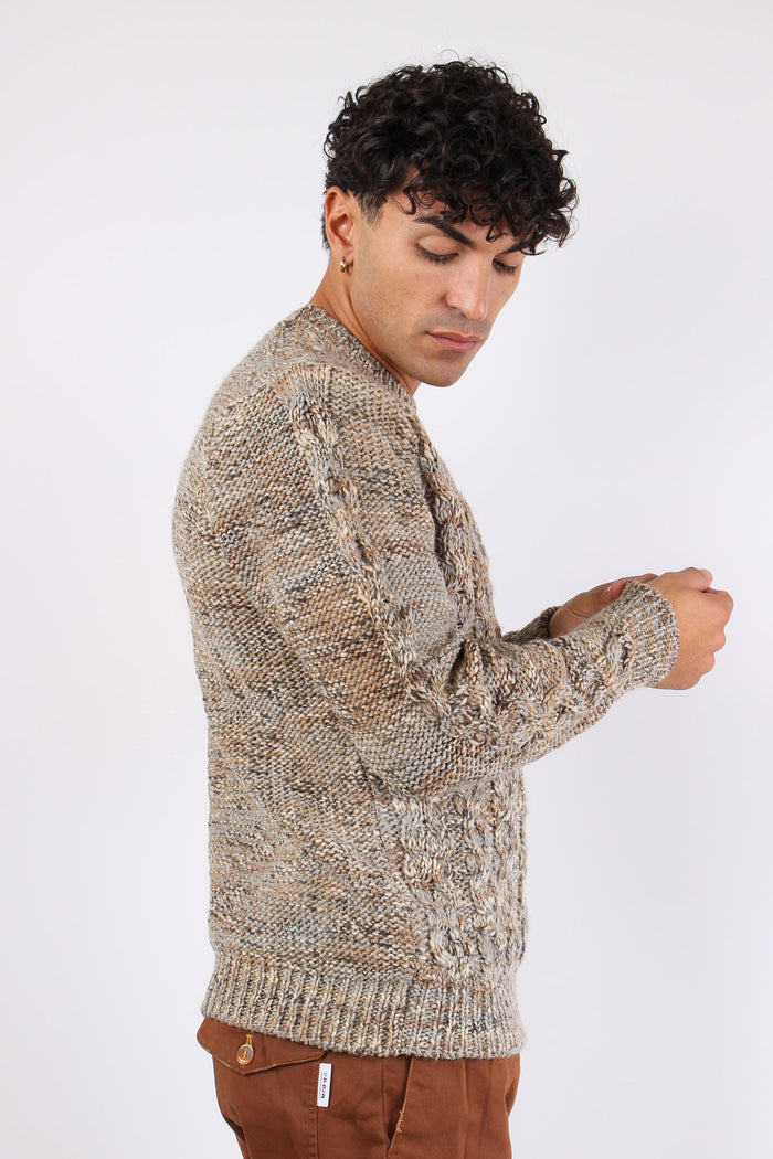 Maglia Melange Treccia Tortora-4