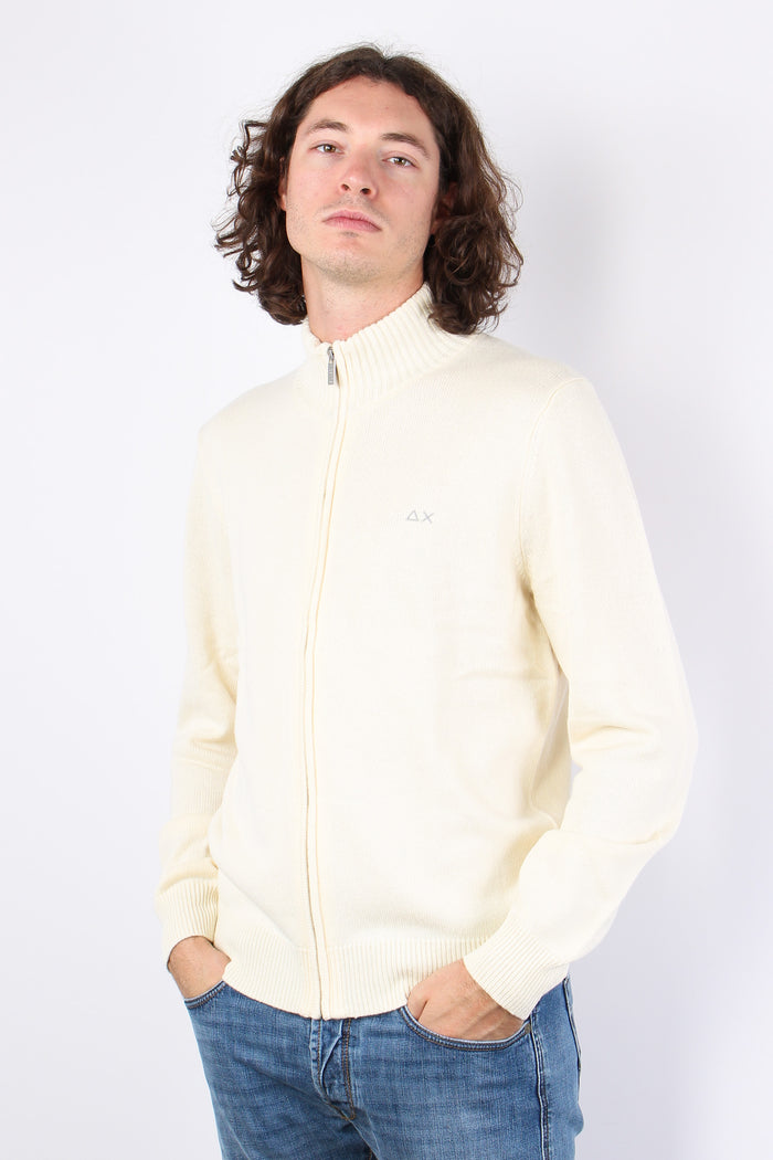 Maglia Lana Full Zip Bianco