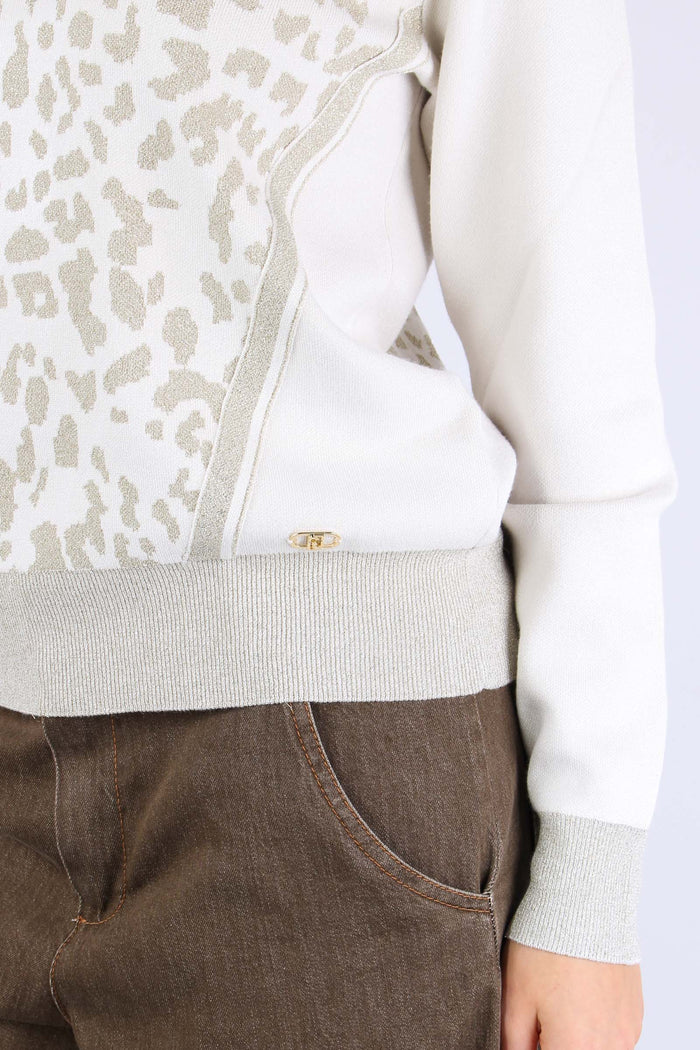 Maglia Inserto Macula Lurex Bianco/gold-8