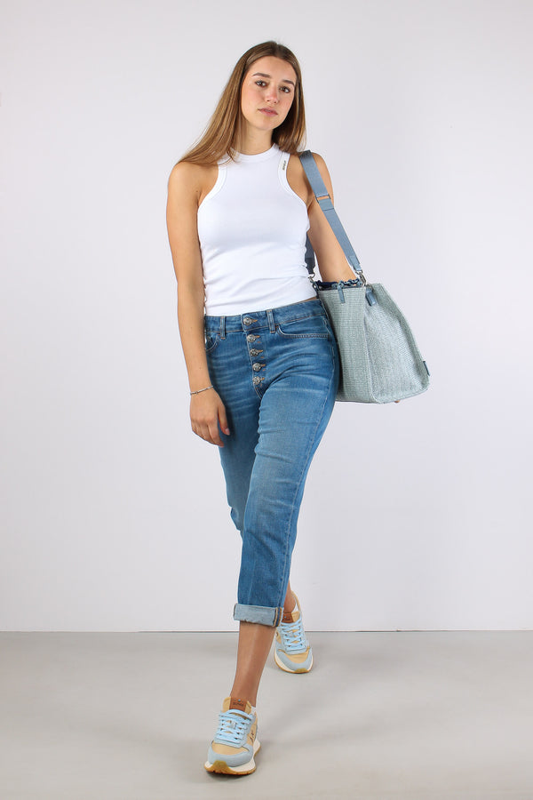 Koons Denim Stretch Bottone Gioiello Denim Scuro