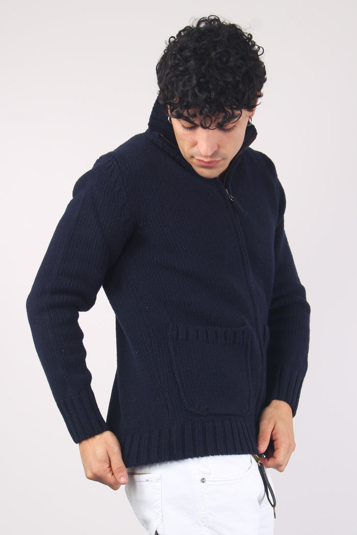 Maglia Full Zip Lana Merinos Navy-5