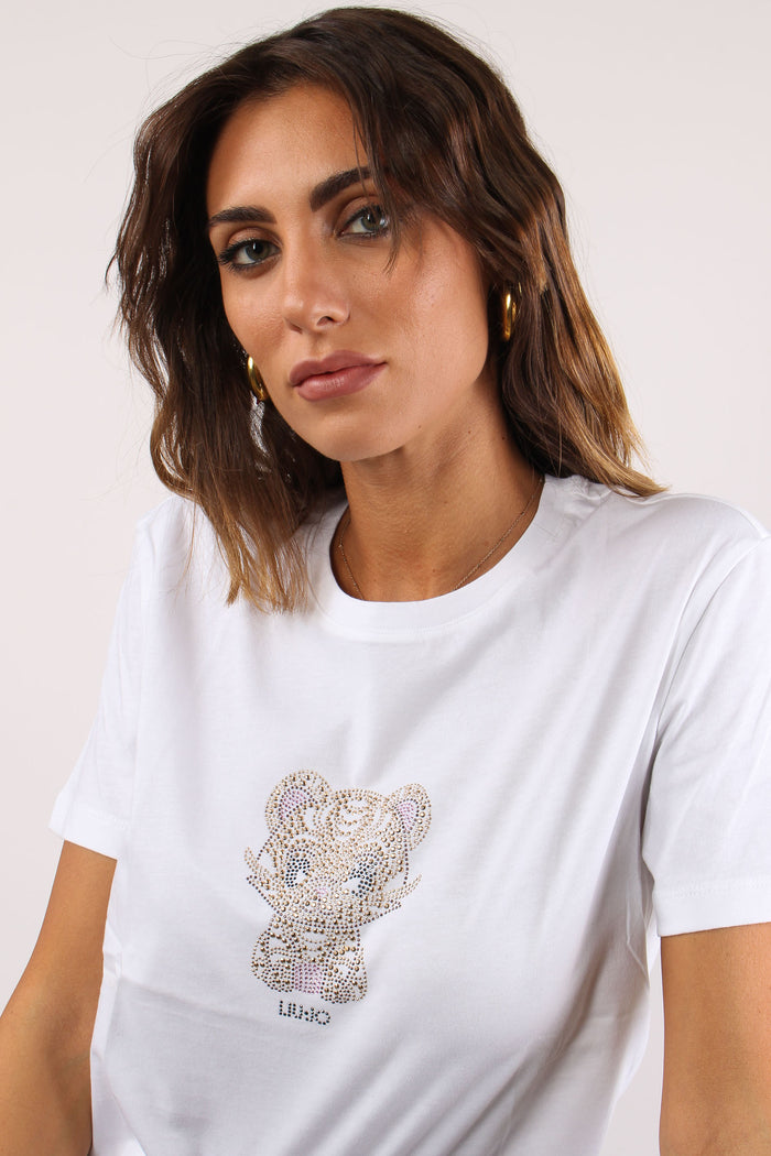 T-shirt Stampa Bianco Cat-8