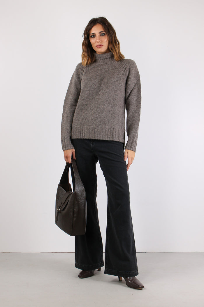 Maglia Collo Alto Spacchi Fango-3