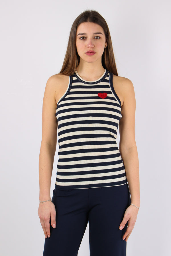 Canotta Costina Patch Cuore Blu/panna-2