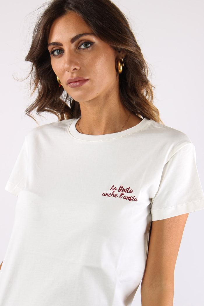 T-shirt Ricamo Ho Finito Anche Panna-3