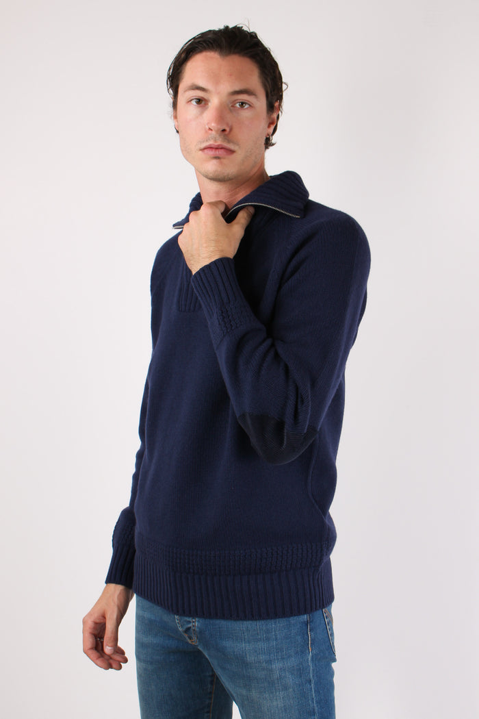 Mezza Zip Tasca Velluto Blu-10