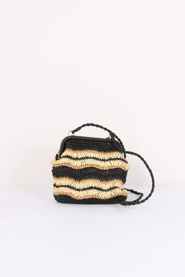 Pochette Paglia Rigida Riga Nero