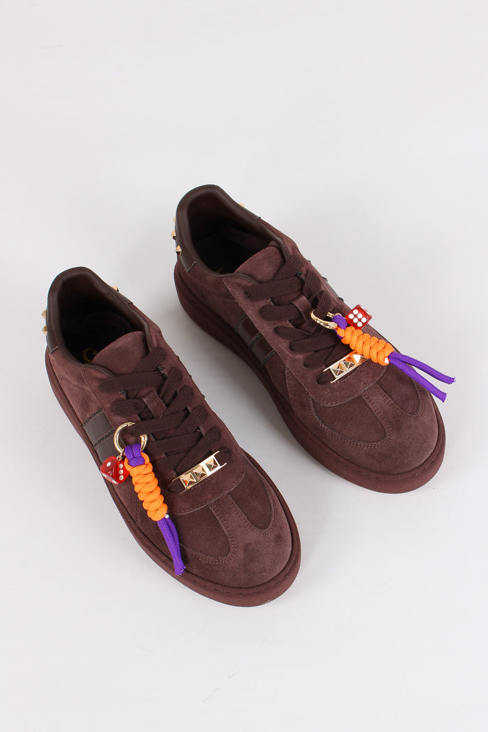 Sneakers Camoscio Borchie Brown-2