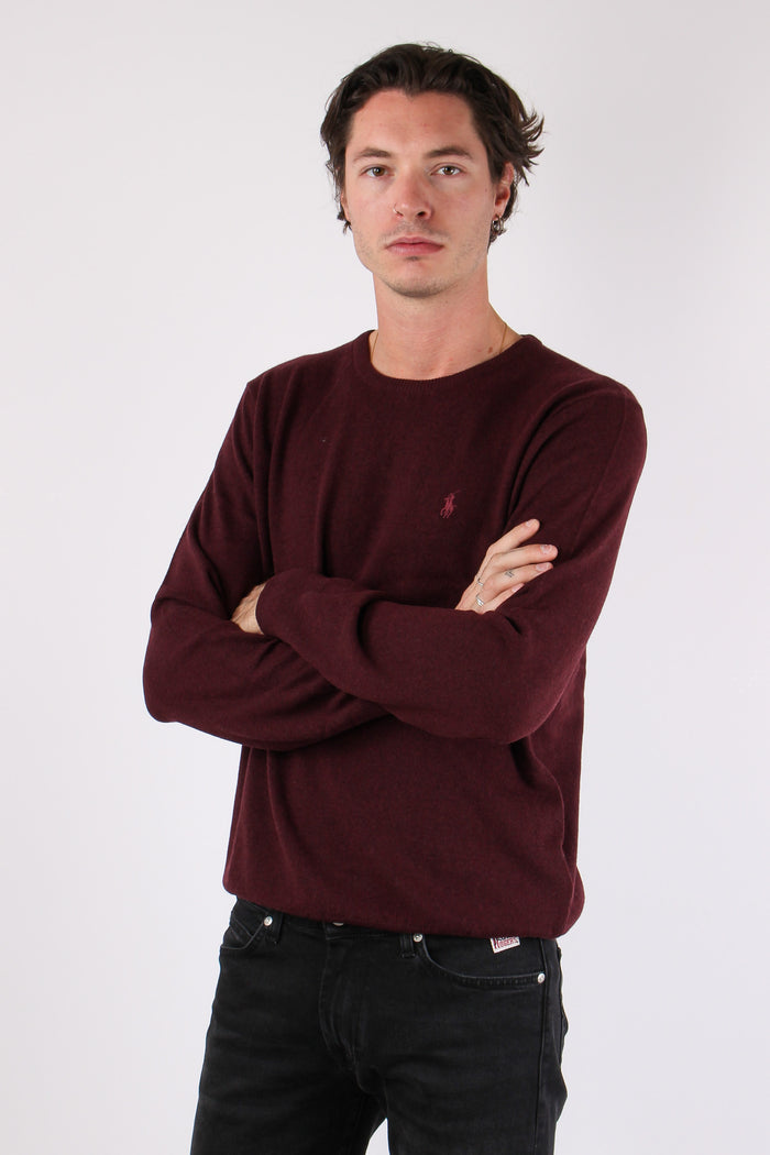 Maglia Girocollo Lambswool Wine Heather-4