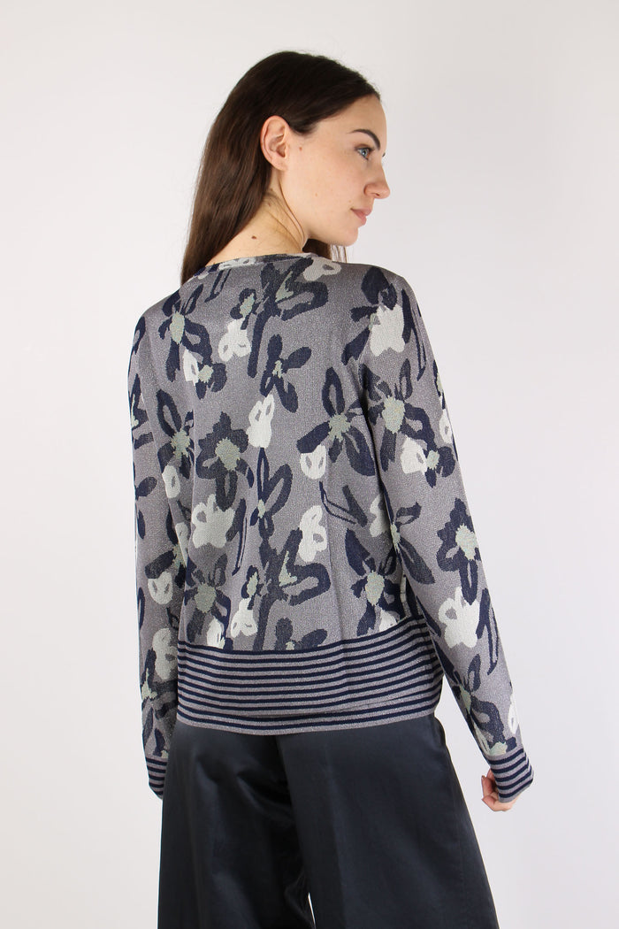 Cardigan  Jacquard Lurex Blu/salina-4