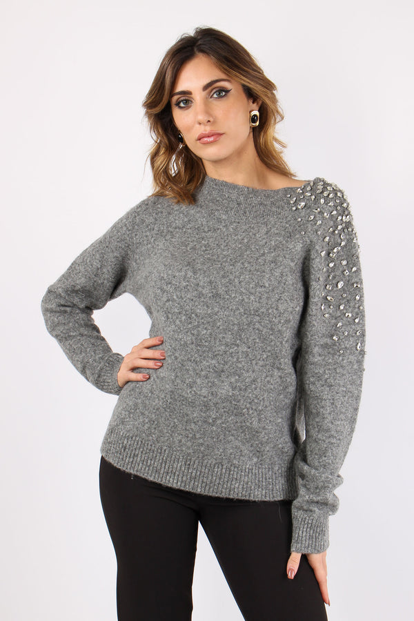 Maglia Scollo Barchetta Grigio