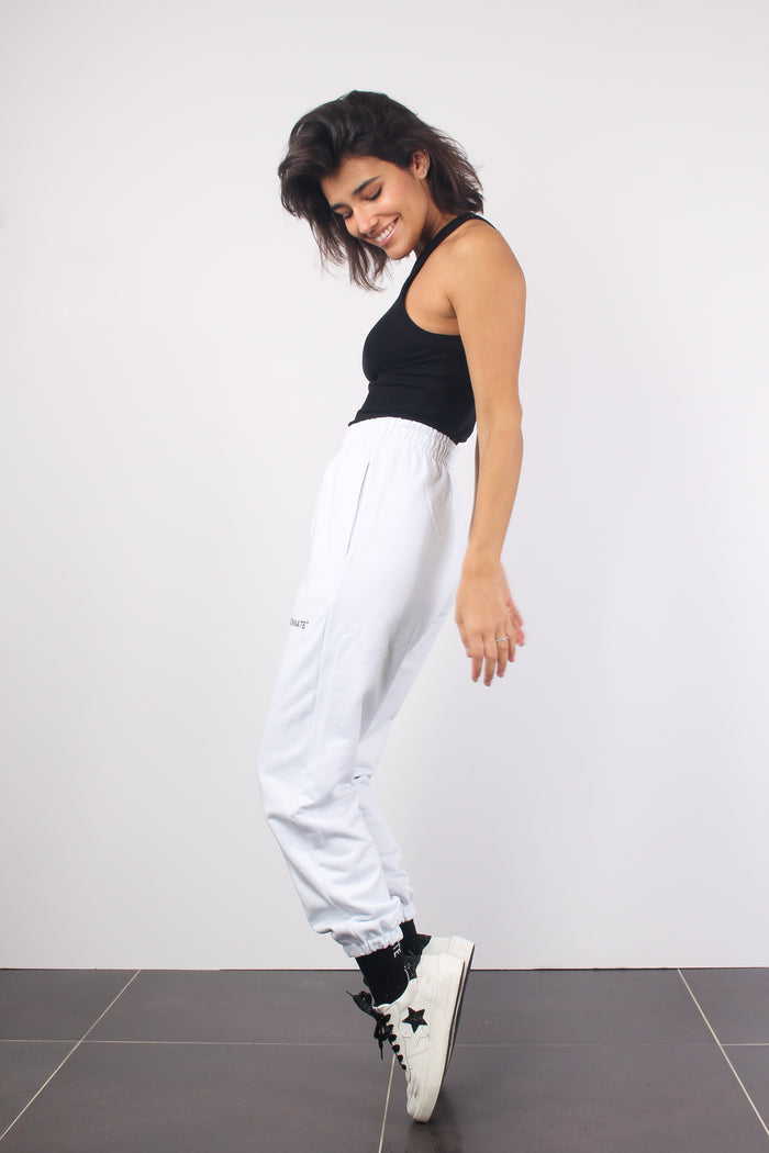 Pantalone Felpa Basico Bianco-3