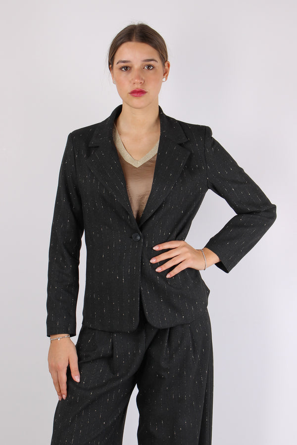 Giacca Fittata 1 Bottone Filo Grigio-2