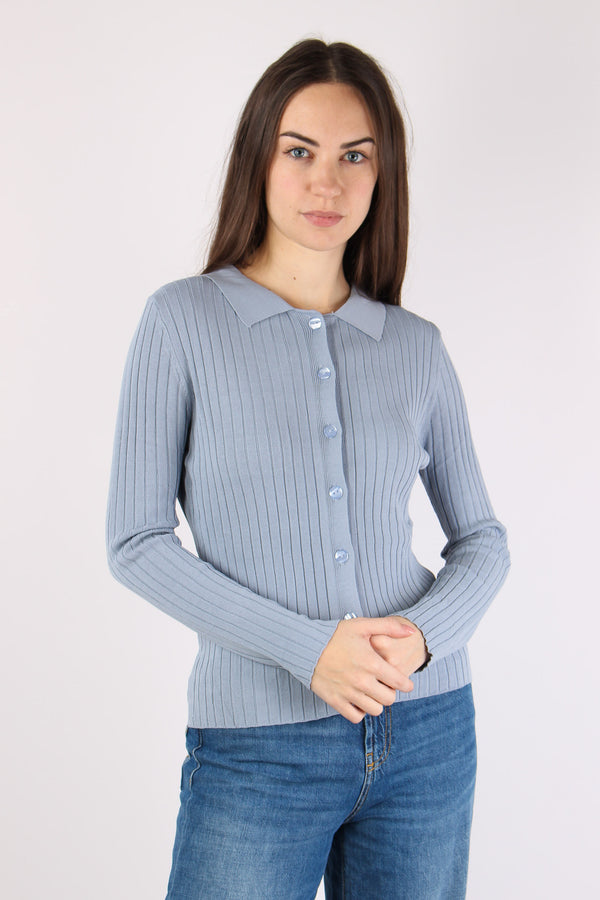 Cardigan Colletto Cantettato Polvere-2